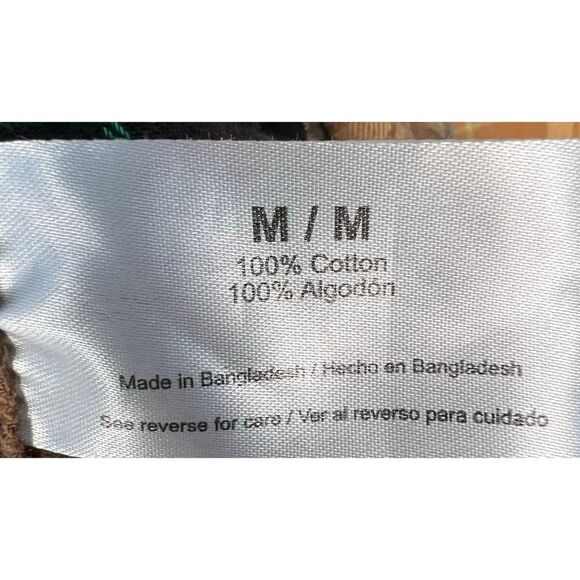 Upcycled Bleach Dye Button Up Flannel Shirt With Dinosaur Patch - Picture 6 of 6